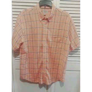 St John Bay Ironfree Extra Extra Large Orange Plaid Short Sleeve Shirt Button